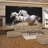 Artgeist Fotobehang – Behangpapier - Fotobehang - Galopperende paarden op het zand 300x231 -