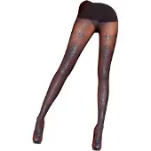 Pretty polly Panty - Fashion - Baroque Print - One Size - 36/42 - Zwart