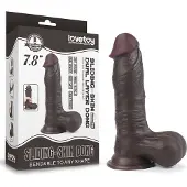 Lovetoy Sliding-Skin Zwarte Dildo - 19.5cm/7.5''