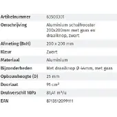 Nedco Schuifrooster 20X20Cm Alu Zw+Gaas