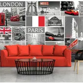 Artgeist Fotobehang – Behangpapier - Fotobehang - London, Paris, Berlin, New York 250x175 -