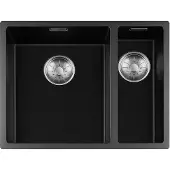 Togo Black Quartz Series spoelbak 34+1540cm Plug Inox 3415BQ-FU-Inox