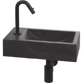 Saqu Nature Collection fonteinset met mat zwarte kraan links natuursteen