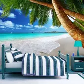 Karo-art 98cm X 70cm - Zelfklevend fotobehang - Tropisch strand, 8 maten, premium print