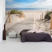 Karo-art 147cm X 105cm - Zelfklevend fotobehang - Op het strand, 8 maten, premium print