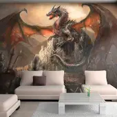 Karo-art 245cm X 175cm - Zelfklevend fotobehang - Kasteel van de Draak, Premium print