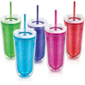 Zoku Hydration Travel drinkfles + rietje - rood