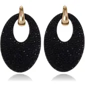 Cilla Jewels Ovale dames oorbellen Zwart Goudkleurig