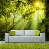 Karo-art 245cm X 175cm - Zelfklevend fotobehang - Geheimzinnig bos , Premium Print