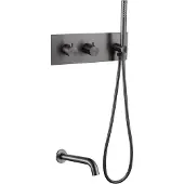 Guido Gusto Inbouw badkraan gun metal twee-knop bediening complete set