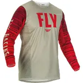 FLY Racing Kinetic Wave Lichtgrijs Rood Jersey Maat L