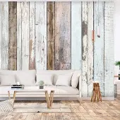Karo-art 196cm X 140cm - Zelfklevend fotobehang - Gekleurde Planken, Premium Print
