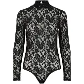 Pieces kanten body - Lange mouw - Bodystocking - S - Zwart