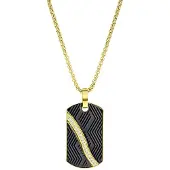 Lucardi Heren Ketting met hanger met zirkonia - Staal - Ketting - Vaderdag Cadeautje - 55 cm - Goudkleurig