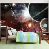 Karo-art 196cm X 140cm - Zelfklevend fotobehang - Lopen in de ruimte, 8 maten, premium print