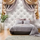 Karo-art 392cm X 280cm - Zelfklevend fotobehang - Luxe gordijnen, 8 maten, premium print