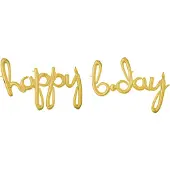 Amscan Folie Ballon ‘Happy Birthday’ Goud - 2 Meter