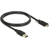 DeLOCK USB-A naar USB-C kabel - USB-C connector met 2 schroeven - USB3.1 Gen 2 - tot 3A / zwart - 1 meter