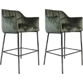 Bronx71 Velvet barkruk Jayron groen 82 cm - Barkrukken set van 2 - barstoel