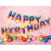 Party Deco Folieballon Happy Birthday Regenboog - 340 centimeter