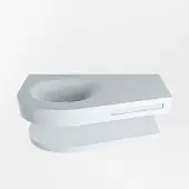 Mondiaz Riva 100cm wastafel met planchet Clay en wastafel links 1 kraangaten Clay