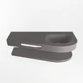 Mondiaz Riva 120cm wastafel met planchet Dark Grey en wastafel rechts 0 kraangaten Dark Grey