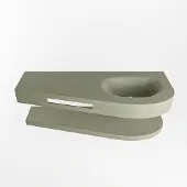Mondiaz riva 120 cm wastafel met planchet kleur army. Wastafel dulcet rechts 0 kraangaten kleur army.