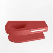 Mondiaz riva 100 cm wastafel met planchet kleur fire. Wastafel dulcet links 1 kraangaten kleur fire.