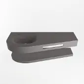Mondiaz riva 120 cm wastafel met planchet kleur dark_grey. Wastafel dulcet links 0 kraangaten kleur dark_grey.