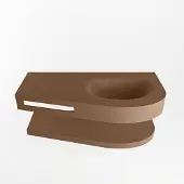 Mondiaz riva 100 cm wastafel met planchet kleur rust. Wastafel dulcet rechts 0 kraangaten kleur rust.