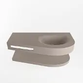 Mondiaz RIVA 100cm Wastafel met planchet kleur Smoke. Wastafel DULCET rechts 0 kraangaten kleur Smoke.