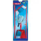 Vileda Junior Toys Vileda 4-delige speelgoedschoonmaakset - vloerwisser, bezem, stoffer en blik - hoogwaardig kunststof - rood blauw
