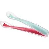 Vulli Siliconen lepels - Kinderbestek - Lepel - Bestek kind - Vaatwasser bestendig - Rood/Blauw - Set van 2