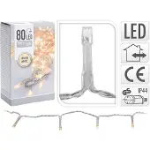 Koopman Kerstverlichting transparant snoer | 80 LED lampjes | warm wit | 6 meter