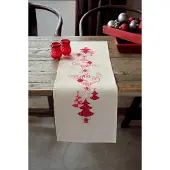 Vervaco - Aïda loper kit - Kerst - Rode kerstversiering - PN-0144712 - Borduren - Borduurpakket - Borduurpakket volwassenen - Borduurpakket kind