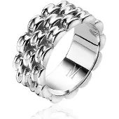Zinzi Mart Visser by zilveren brede schakel ring 8mm breed MVR22