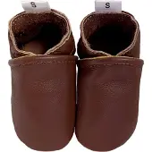 Babysteps leren babyslofjes donkerbruin Jongens/Meisjes Leer Effen - maat 18/19