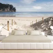 Karo-art 441cm X 315cm - Zelfklevend fotobehang - Warme dag aan de zee , Premium Print