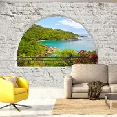 Karo-art 98cm X 70cm - Zelfklevend fotobehang - Uitzicht op een eiland , Premium Print