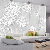 Karo-art 294cm X 210cm - Zelfklevend fotobehang - Delicate schaduw van bloemen , Premium Print