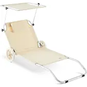 Casaria Ligbed Crete Beige Alu met wielen