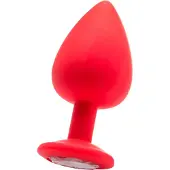 Ouch! Siliconen butt plug Rood met diamant - Extra Large