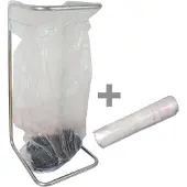 Kortpack - Afvalzakhouder 400 Liter - Verzinkt Staal + 10 Plastic Zakken á 400 Liter - Vuilniszakhouder - Type: Knapzakhouder - (099.0550)