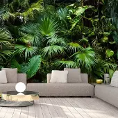 Karo-art 294cm X 210cm - Zelfklevend fotobehang - Zonnige Jungle , Premium Print