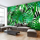 Karo-art 343cm X 245cm - Zelfklevend fotobehang - Tropische Bladeren , Premium Print