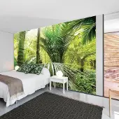 Karo-art 245cm X 175cm - Zelfklevend fotobehang - Groene steeg van bomen , Premium Print