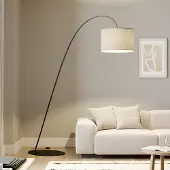 Nowodvorski Lighting Booglamp - vloerlamp Alice, bruin / roest, Woon-/ Eetkamer, Textiel / Stof / Zijde, Modern, booglamp