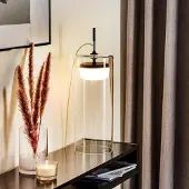 Prandina LED-tafellamp Diver, helder / transparant, Woon-/ Eetkamer, Glas, Modern, LED tafellamp