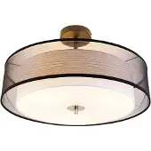 QAZQA Moderne plafondlamp zwart met wit 50 cm 3-lichts - Drum Duo