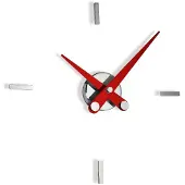 Nomon Puntos Suspensivos Wandklok 4ts | Chromed, Red Steel Hands